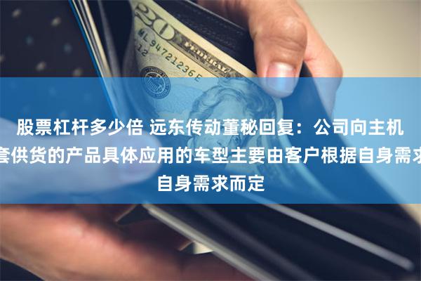 股票杠杆多少倍 远东传动董秘回复：公司向主机厂配套供货的产品具体应用的车型主要由客户根据自身需求而定